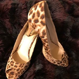 Sam & Libby Leopard Peep Toe Pumps